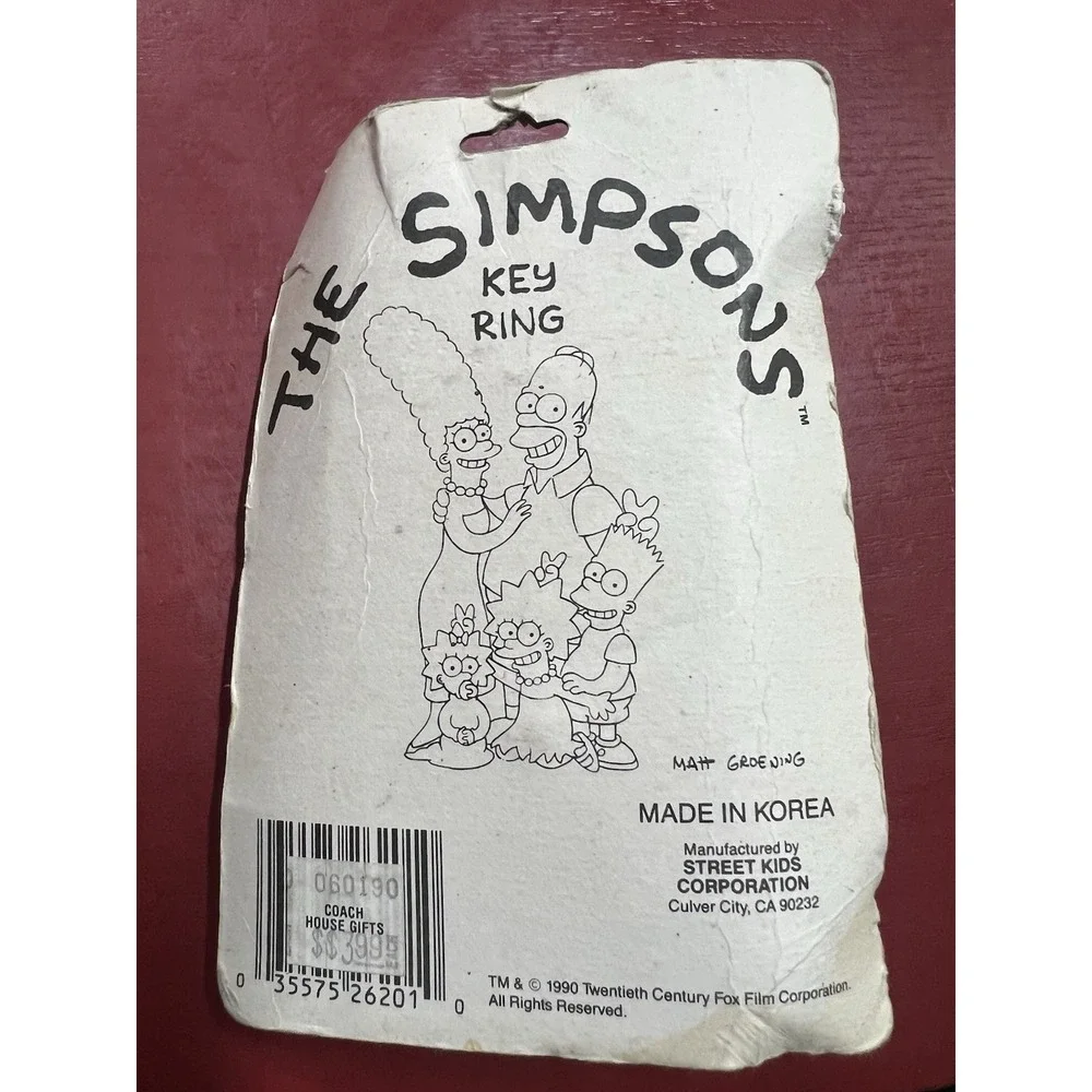 1990 Bart‎ Simpson Key Ring Chain - 20th Century Fox